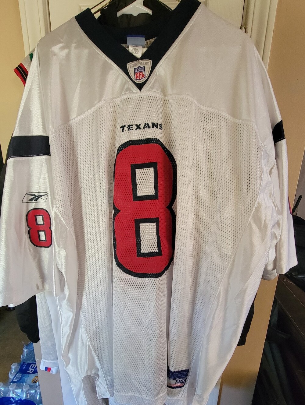 Houston Texans Reebok White #8 Football Jersey with Red and Navy Accents.